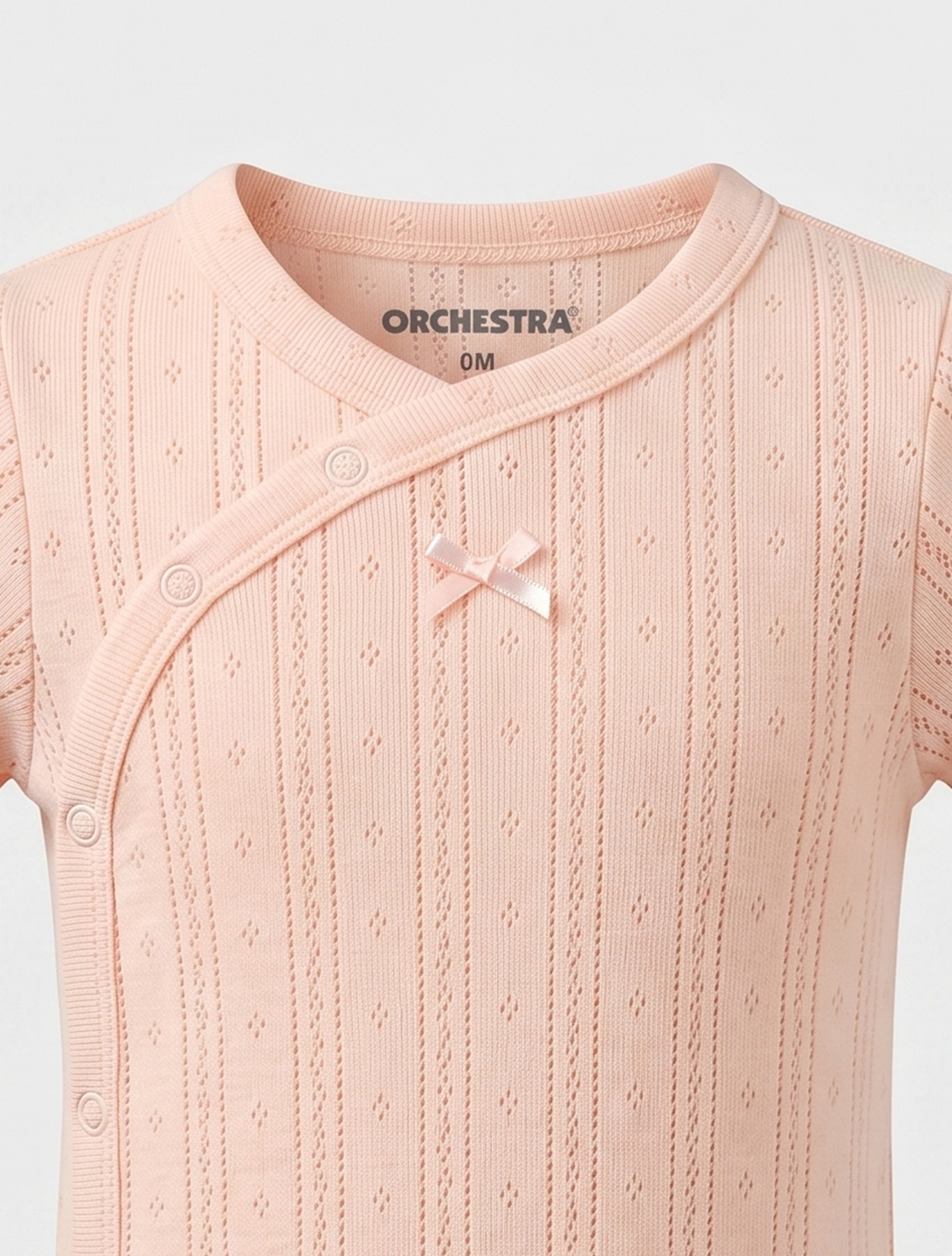 PEACH POINTELLE WRAPOVER ONESIE