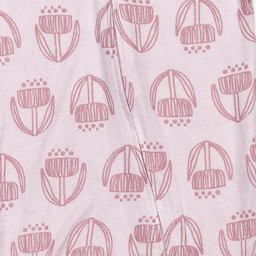 PINK PRINTED VISCOUS ZIPPER SLEEPSUIT