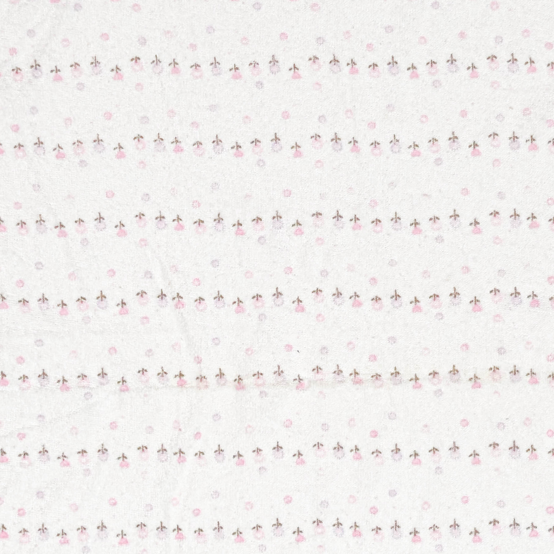 PINK FLORAL VELVET SCALLOP HAND TOWEL