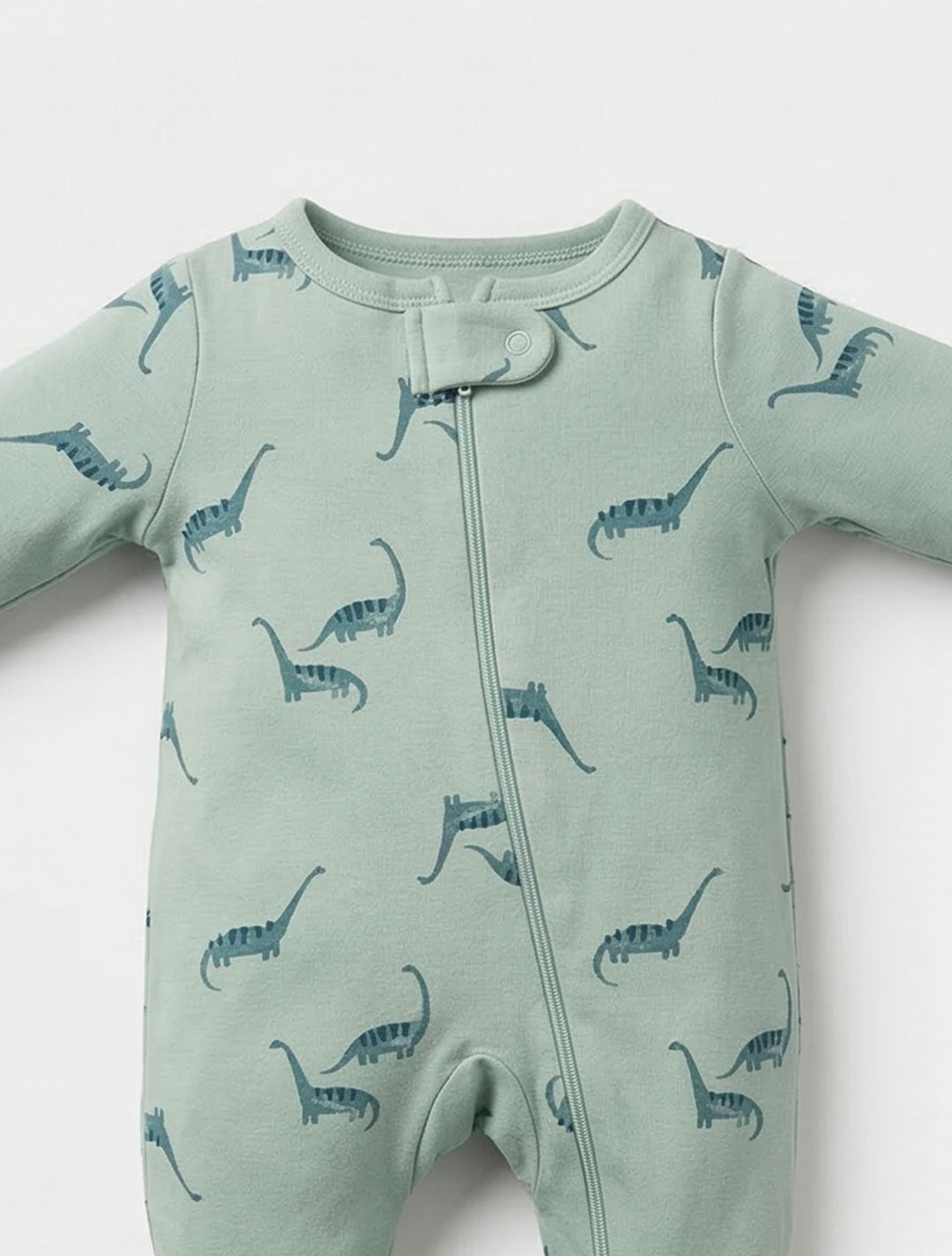 GREEN DINO ZIPPER SLEEPSUIT