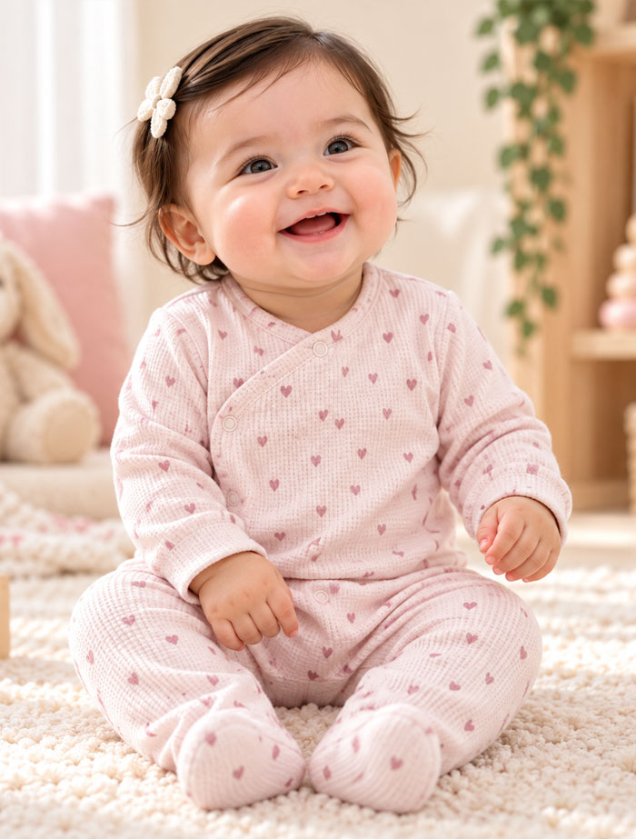 Pink love knitted sleep suit