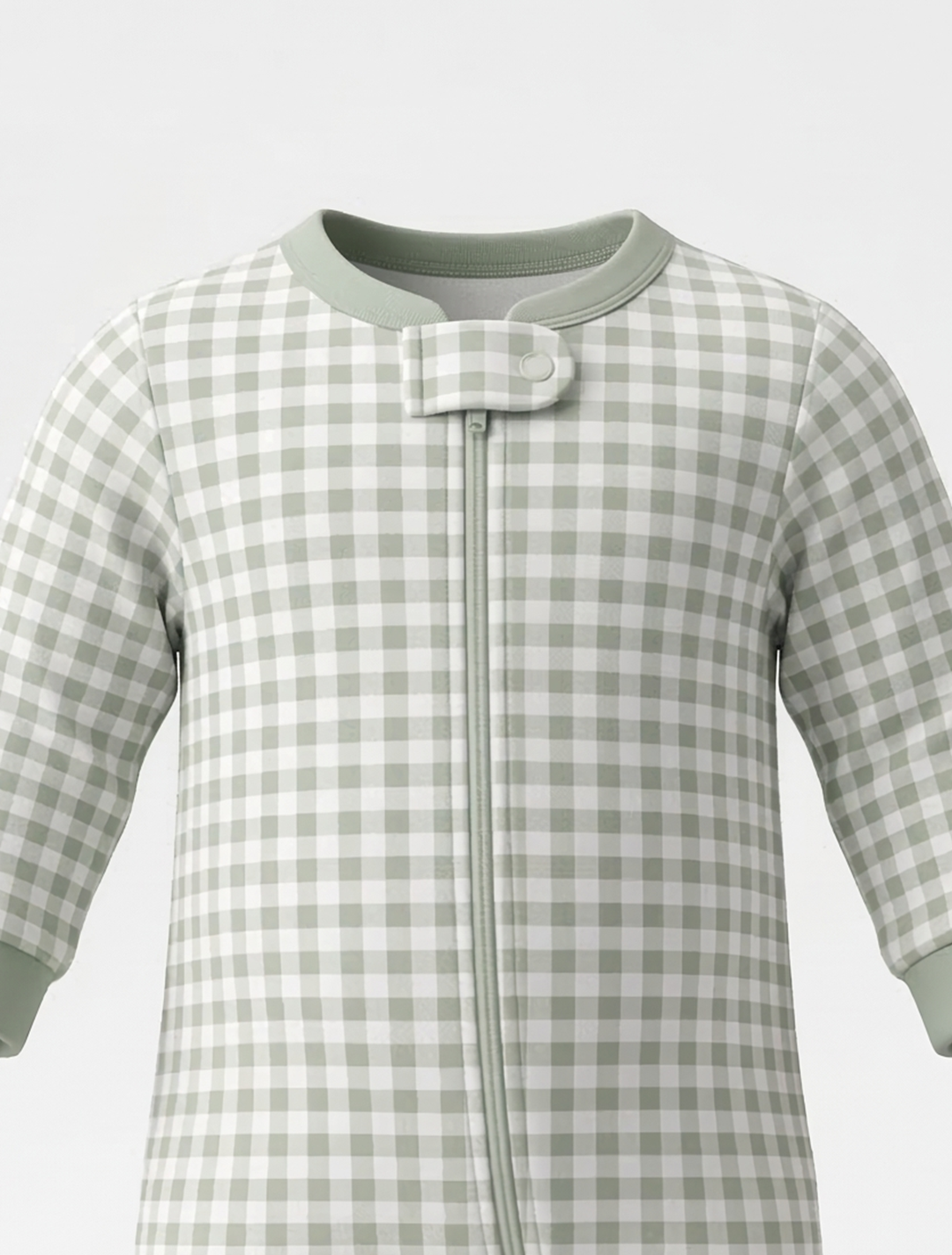 GREEN WHITE CHECK ZIPPER SLEEPSUIT