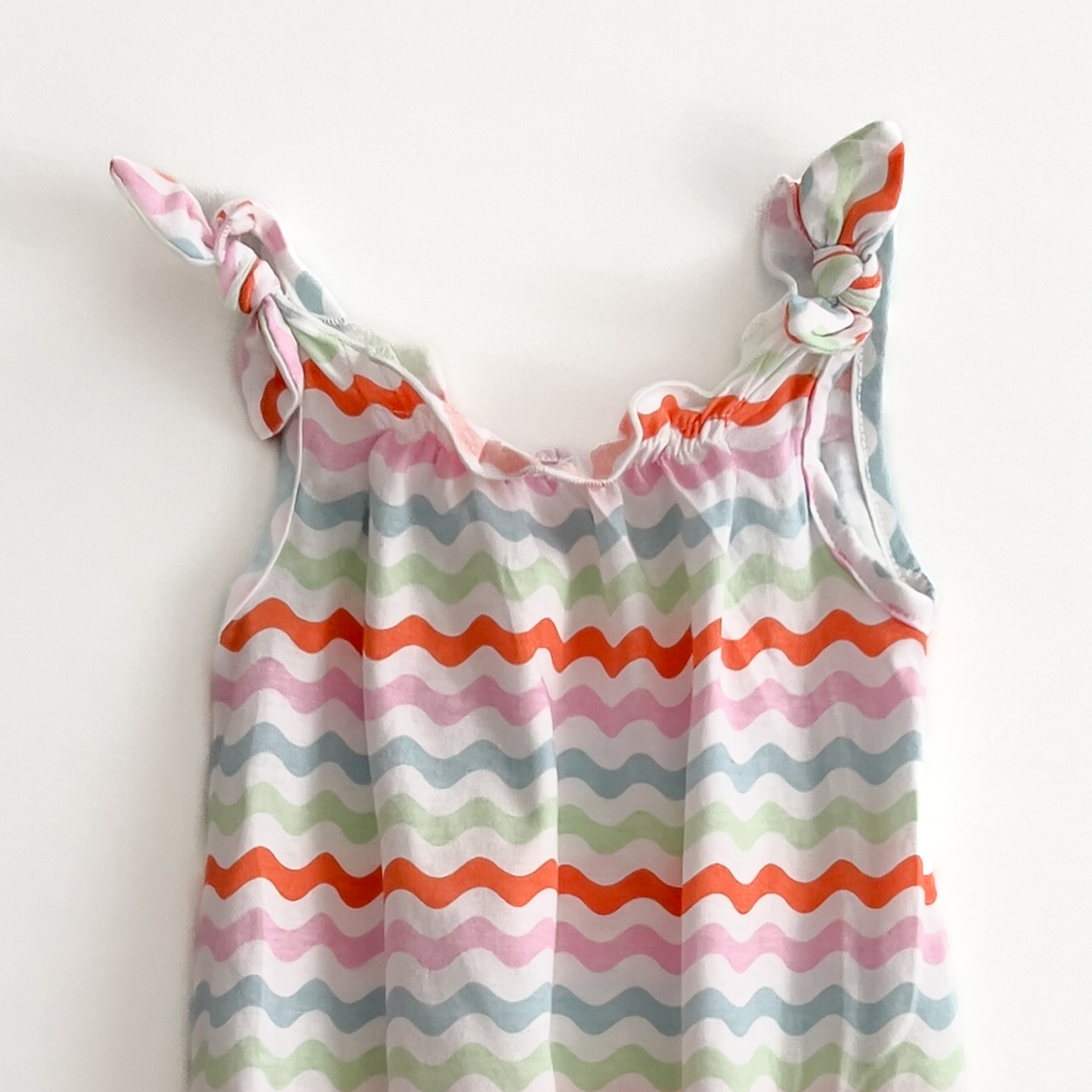 Multicolored tie-shoulder onesie
