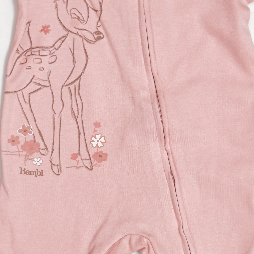PINK RUFFLED BAMBI ZIPPER SLEEPSUIT