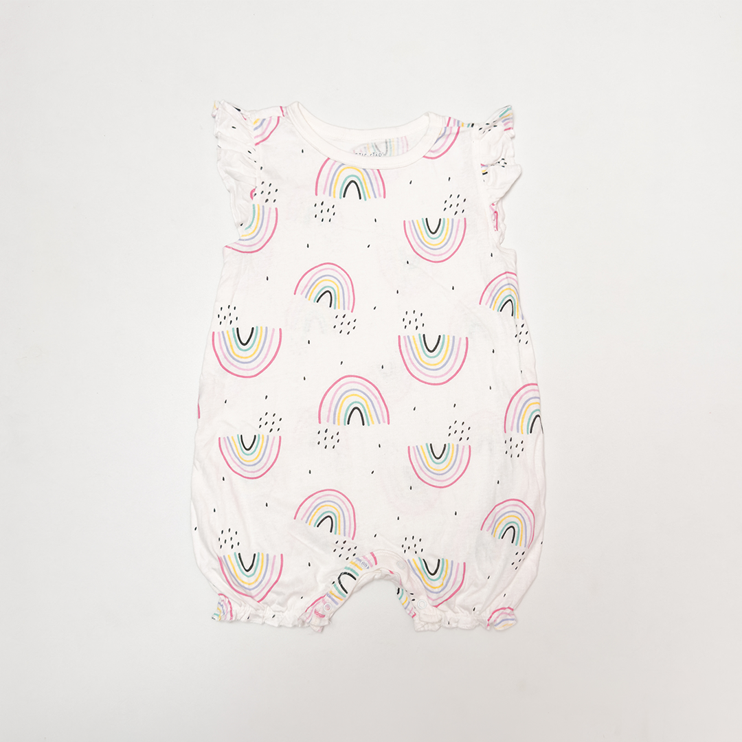 RAINBOW PATTERNED RUFFLES JUMPSUIT
