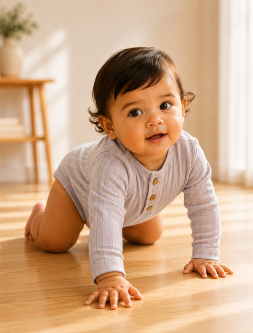 Grey pointelle button onesie