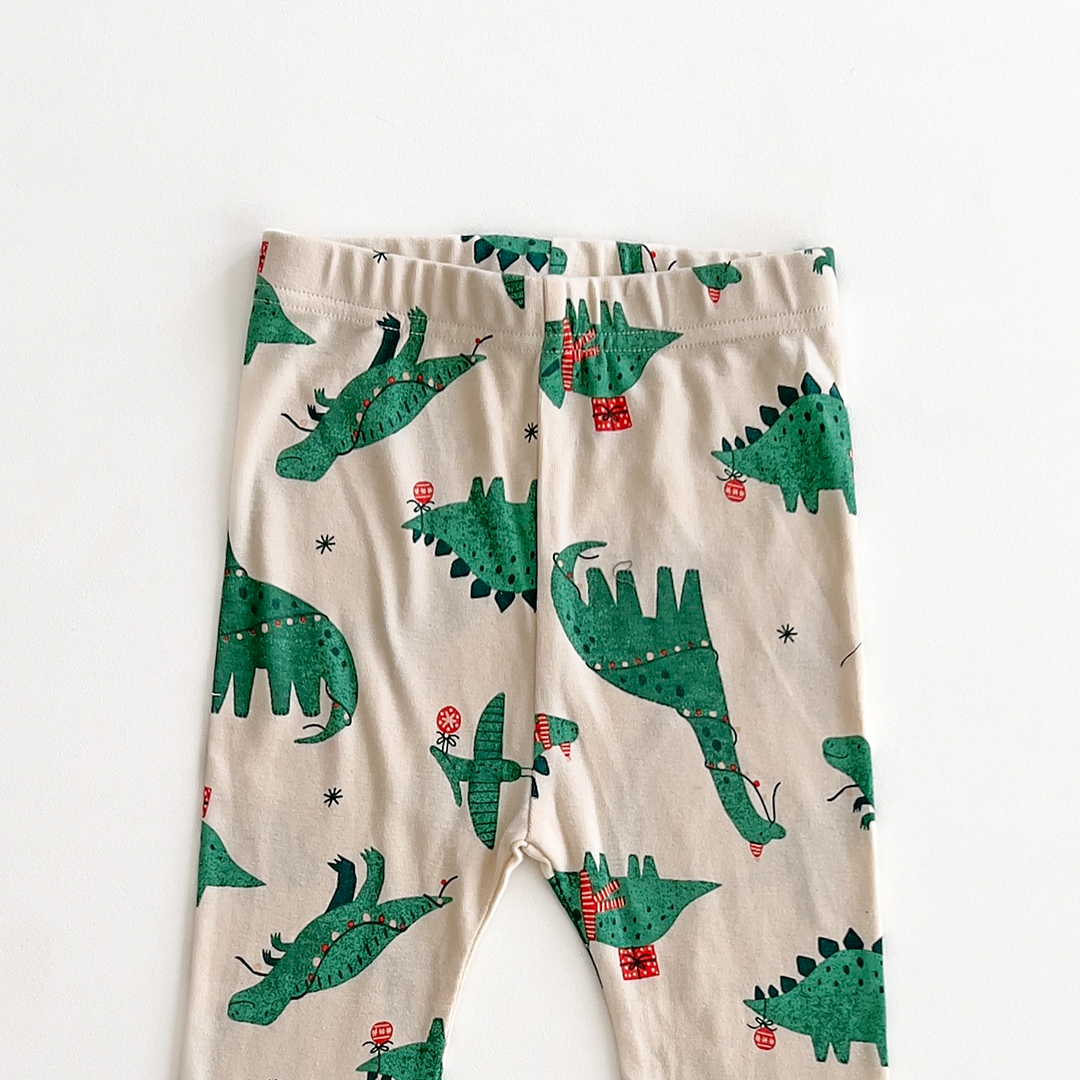 GREEN DINOSAUR PRINTED PANTS