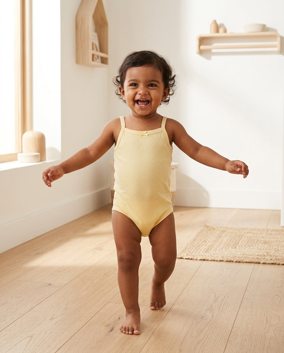 Butter yellow sleeveless onesie
