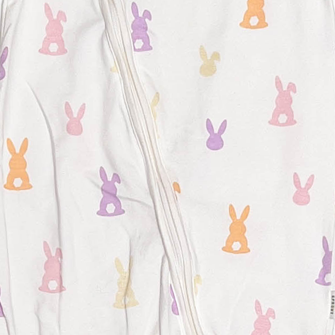 WHITE BUNNY PRINTED ROMPER