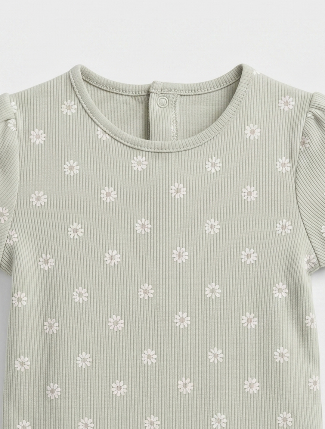 SAGE GREEN FLORAL RIBBED ONESIE