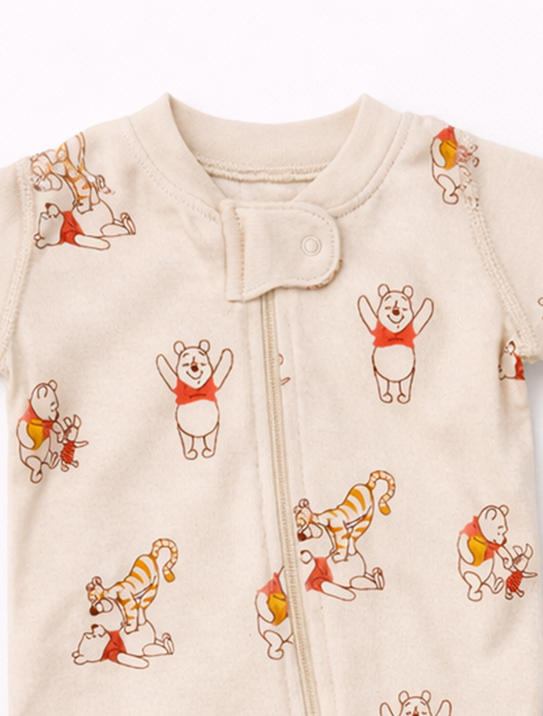BEIGE PHOO PRINTER ZIPPER ROMPER