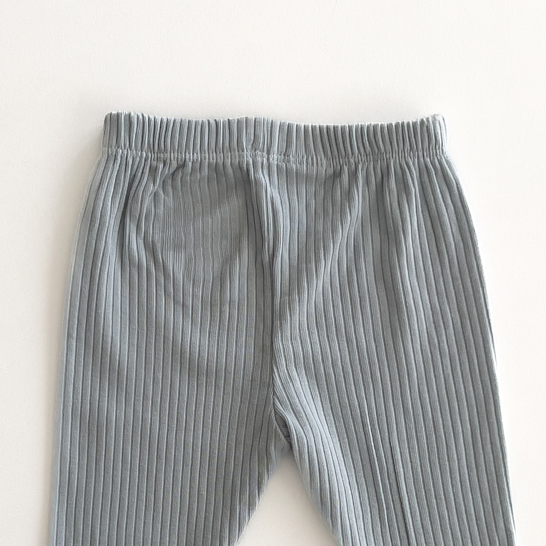 LIGHT BLUE RIBBED COTTON PANTS