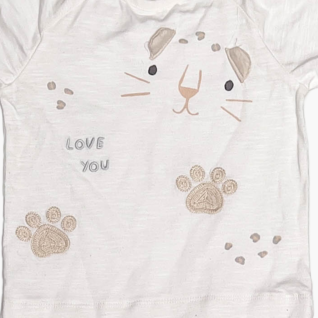 BEIGE CAT PRINTED SLEEPSUIT