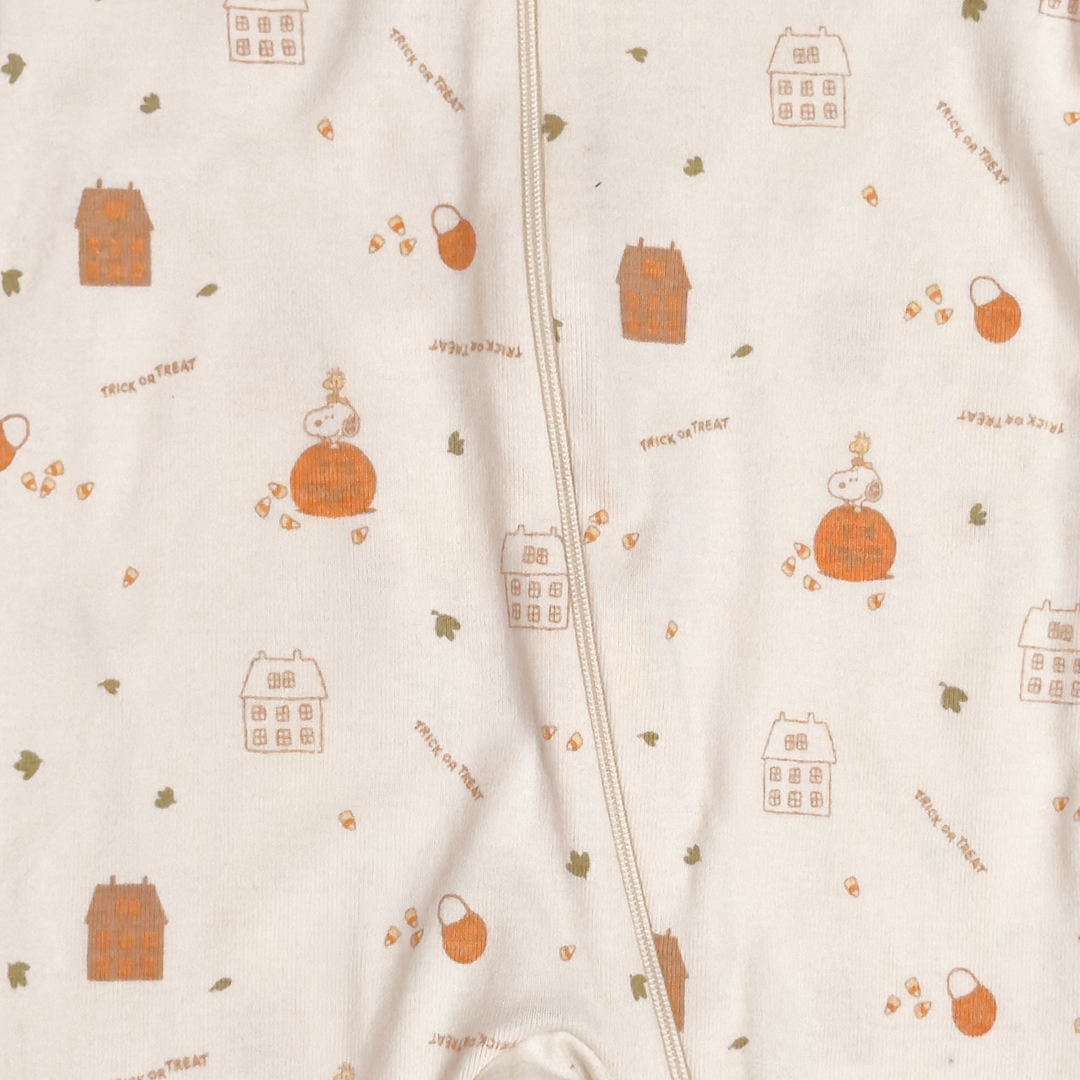 OFF WHITE PRINTED ZIPPER SLEEPSUIT