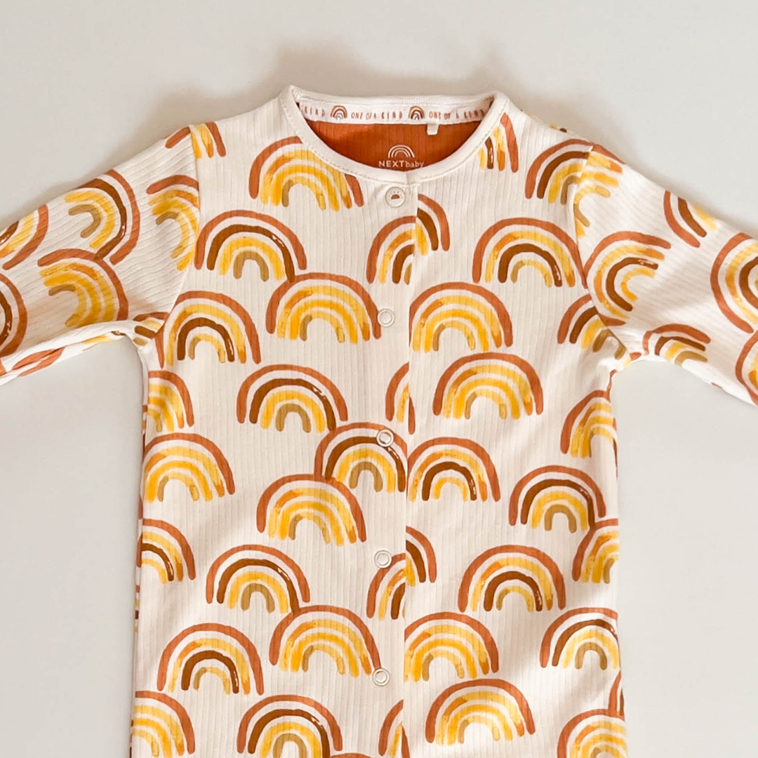 ORANGE RAINBOW RIBBED ROMPER