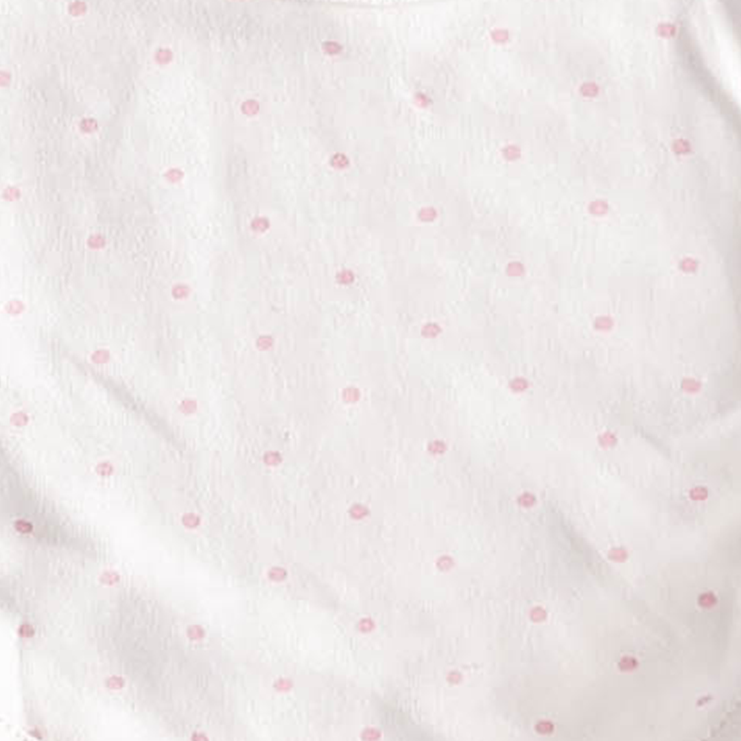 WHITE AND PINK DOTTED BIB