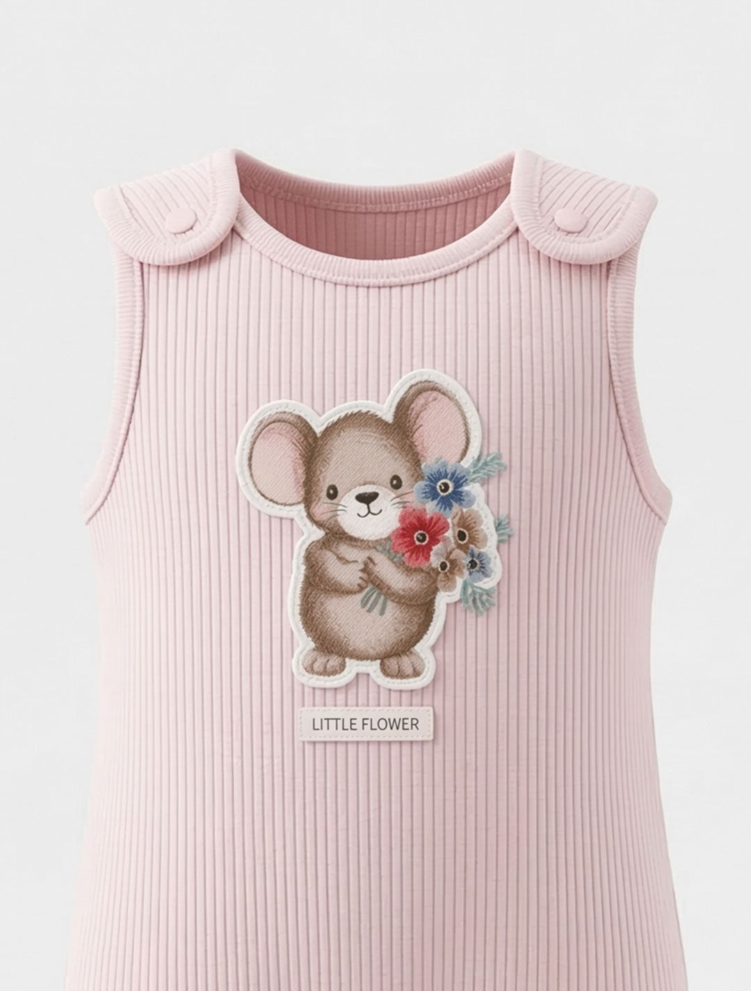 BLUE RIBBED LITTLE FLOWER SLEEPSUIT