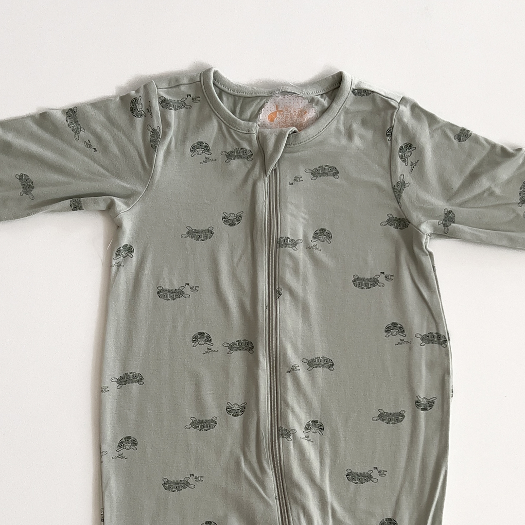 Sage green tortoise patterned romper