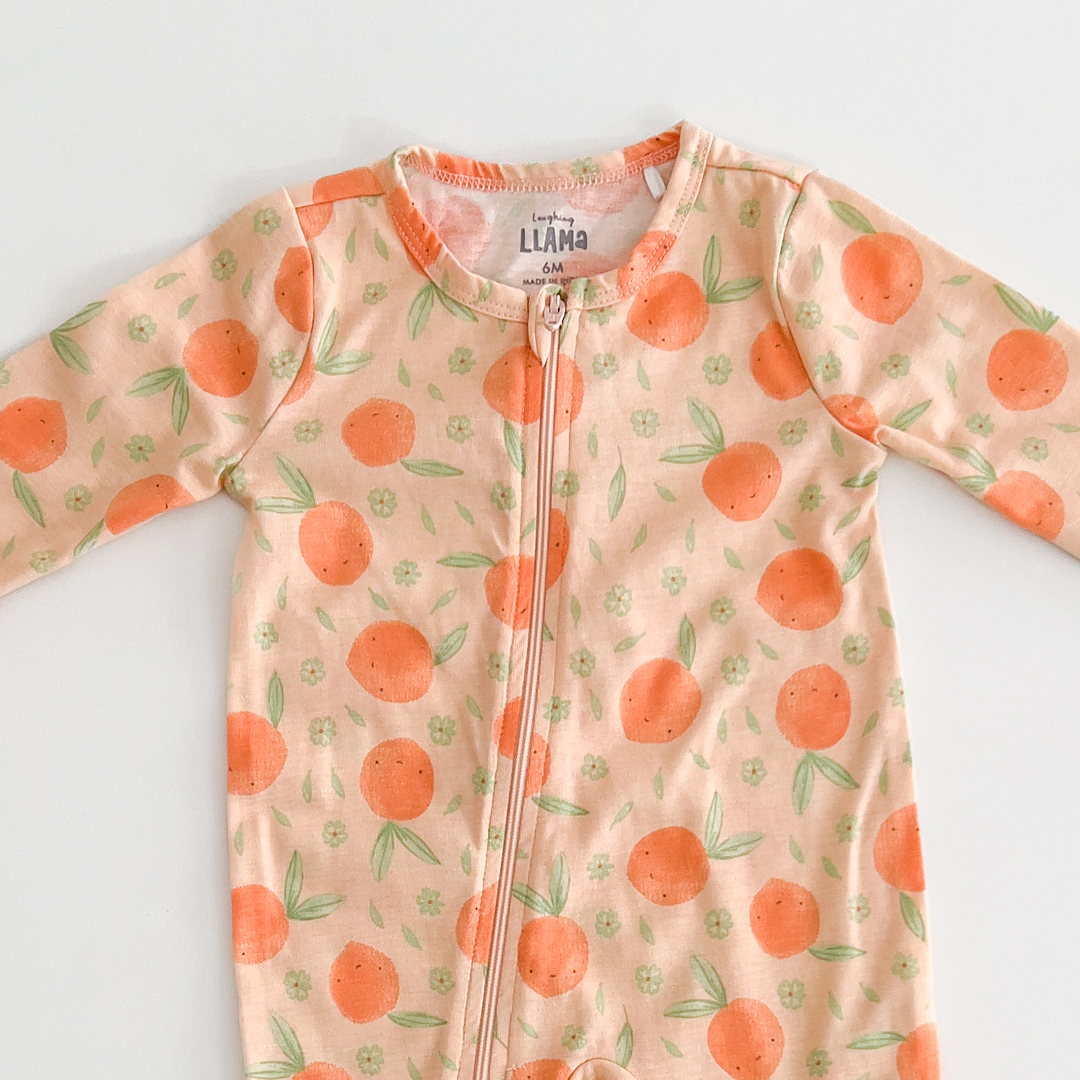 ORANGE PRINTED SLEEPSUIT