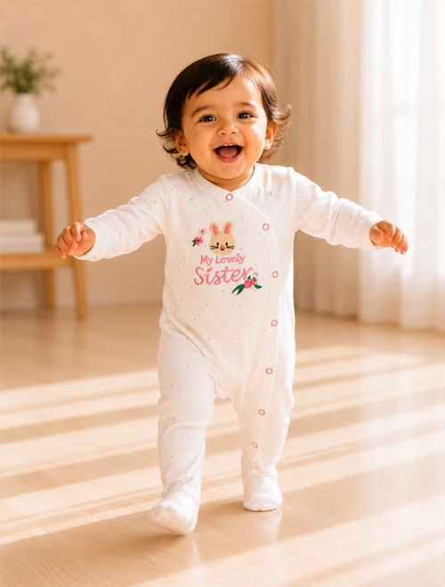 Pink polka wrapover sleepsuit