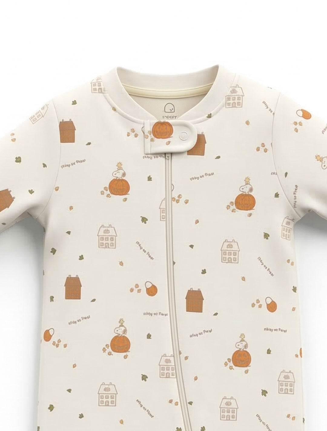 OFF WHITE PRINTED ZIPPER SLEEPSUIT