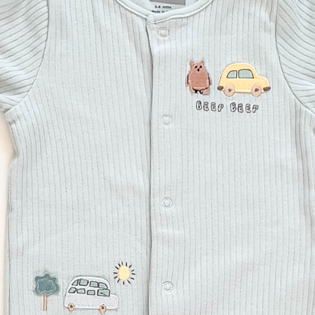AQUA BLUE RIBBED SLEEPSUIT