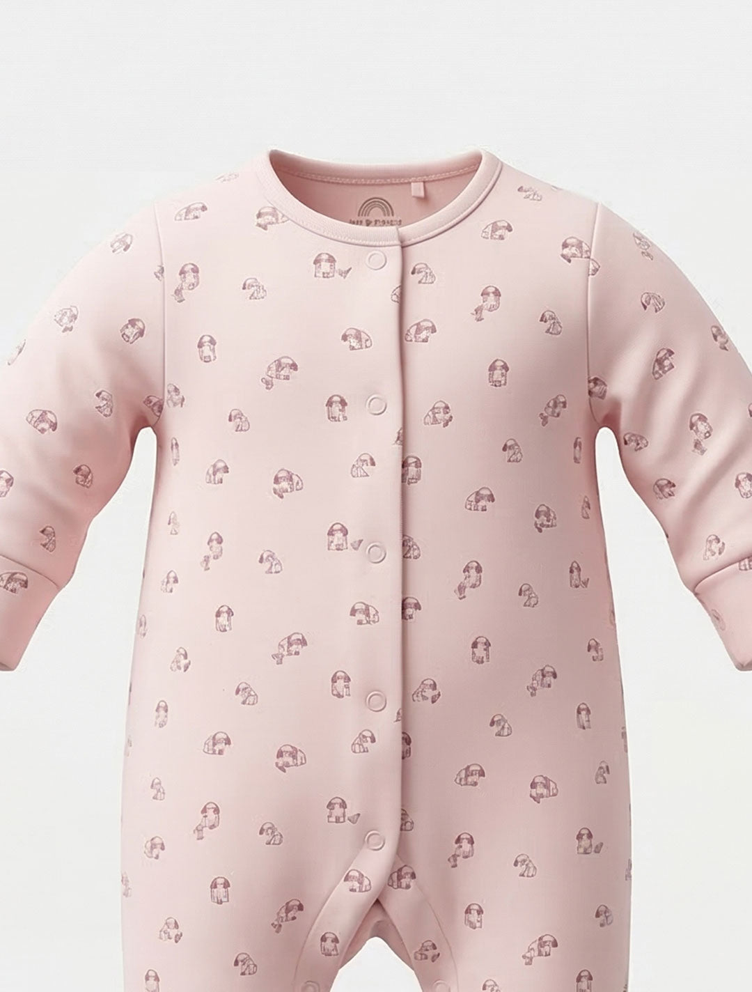 PINK ANIMAL PATTERNED SLEEEPSUIT