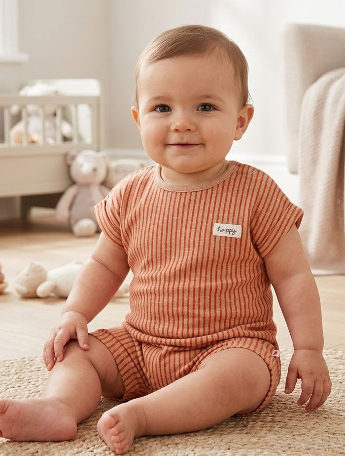 Red stripes boys jumpsuit
