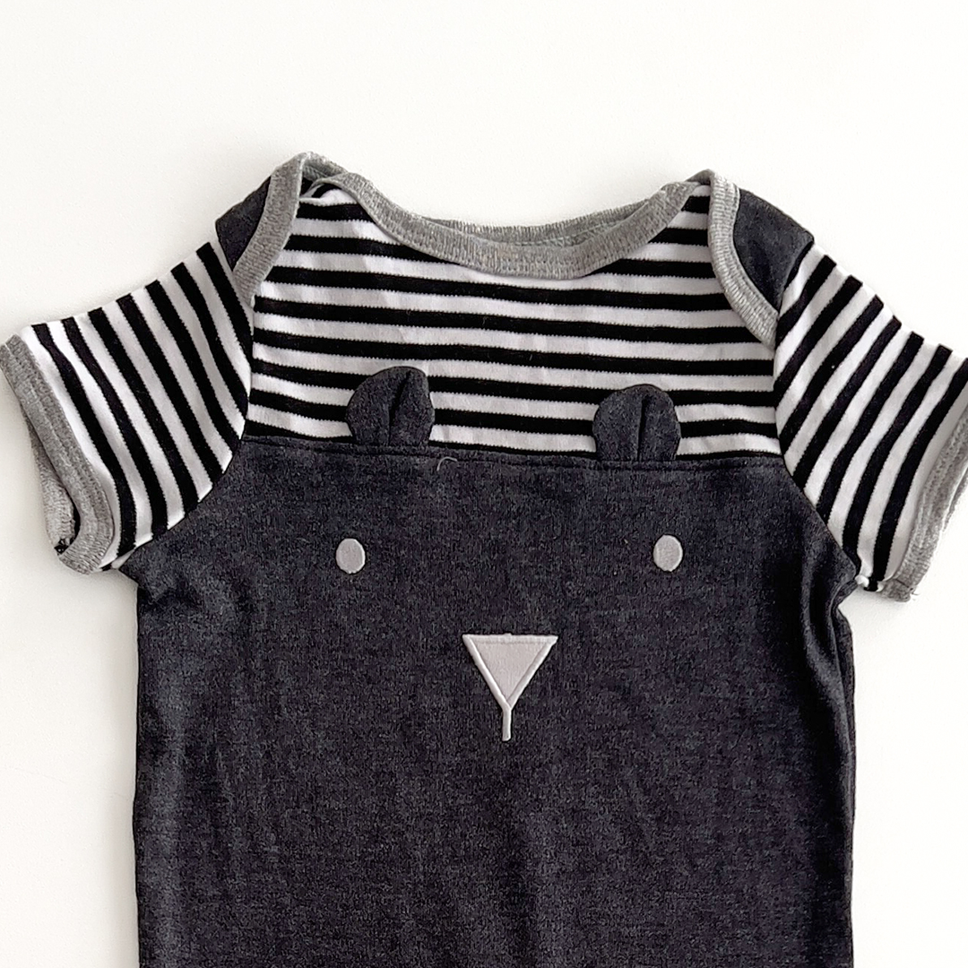 dark grey striped romper