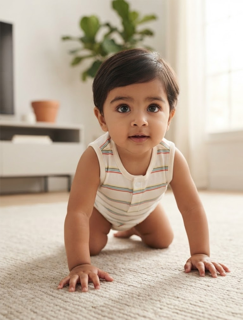 WHITE STRIPS BOYS ONESIE