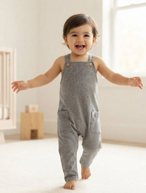 Grey ribbed dungaree