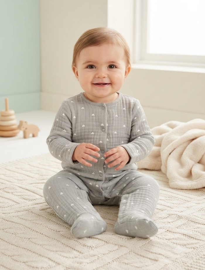Sage green quilted sleepsuit