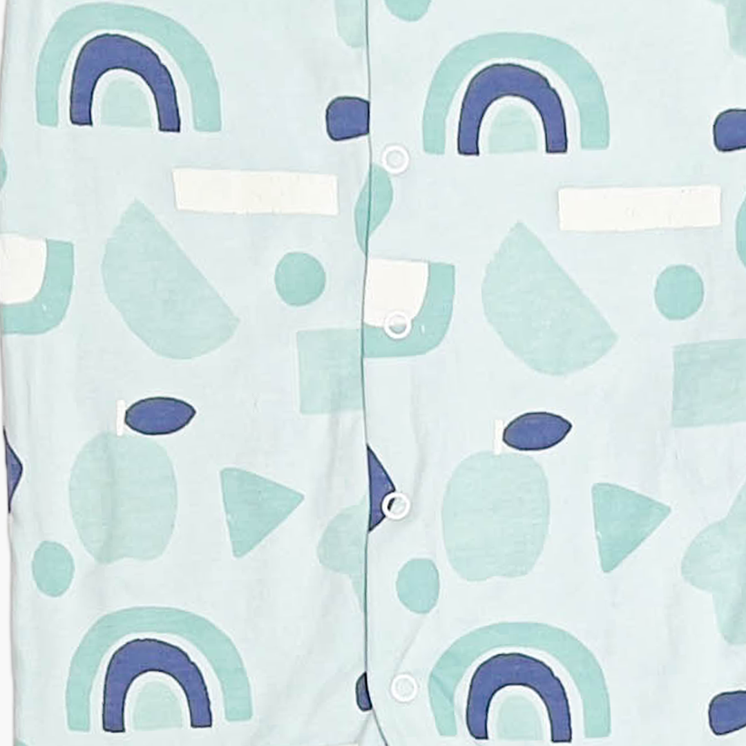 BLUE RIBBED BUTTON ROMPER