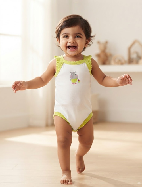 Green and white onesie