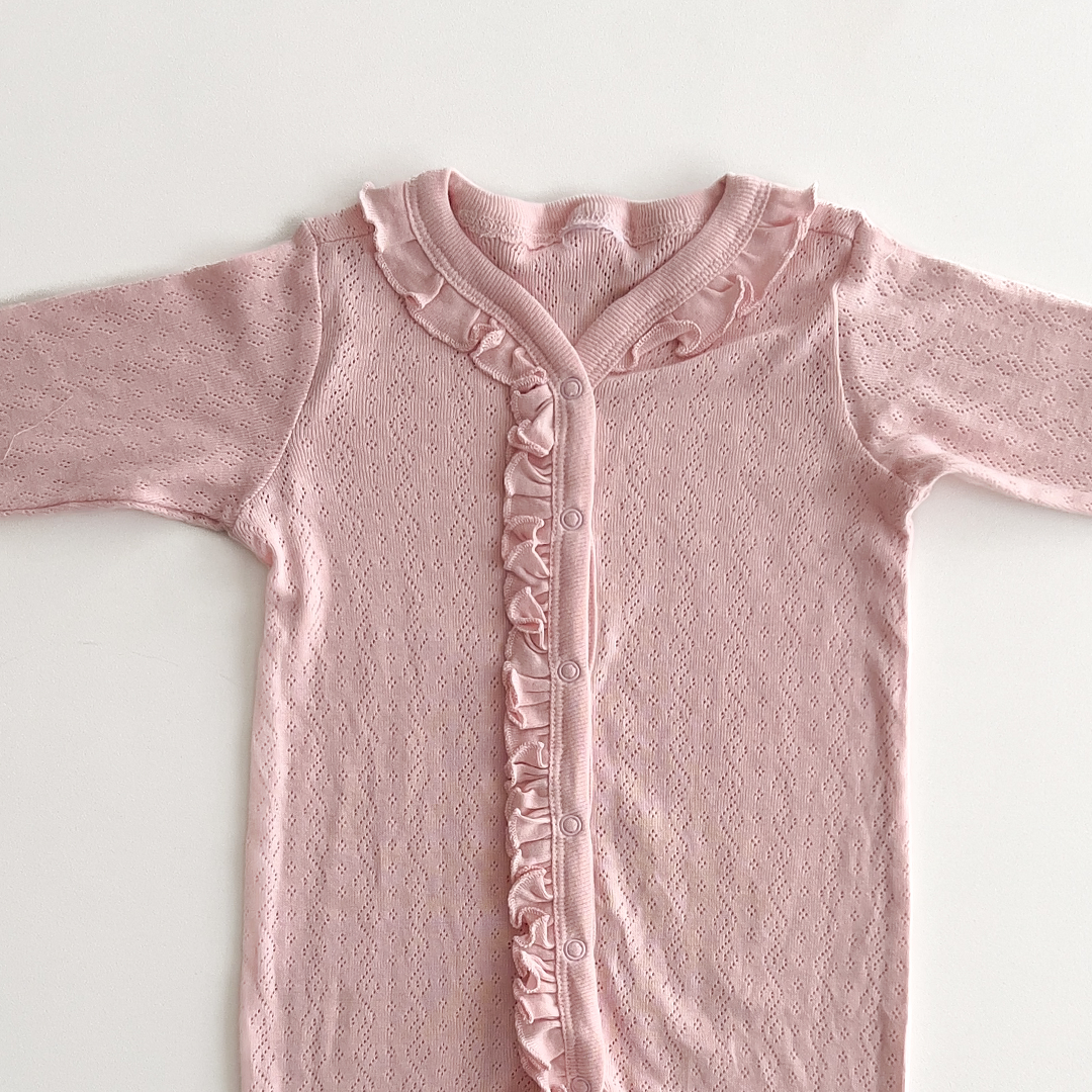 PINK POINTELLE  RUFFLES ROMPER