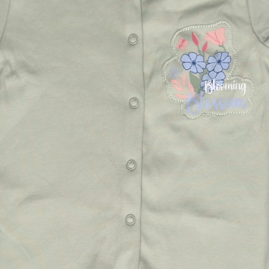 SAGE GREEN BLOSSOM PRINTED SLEEPSUIT