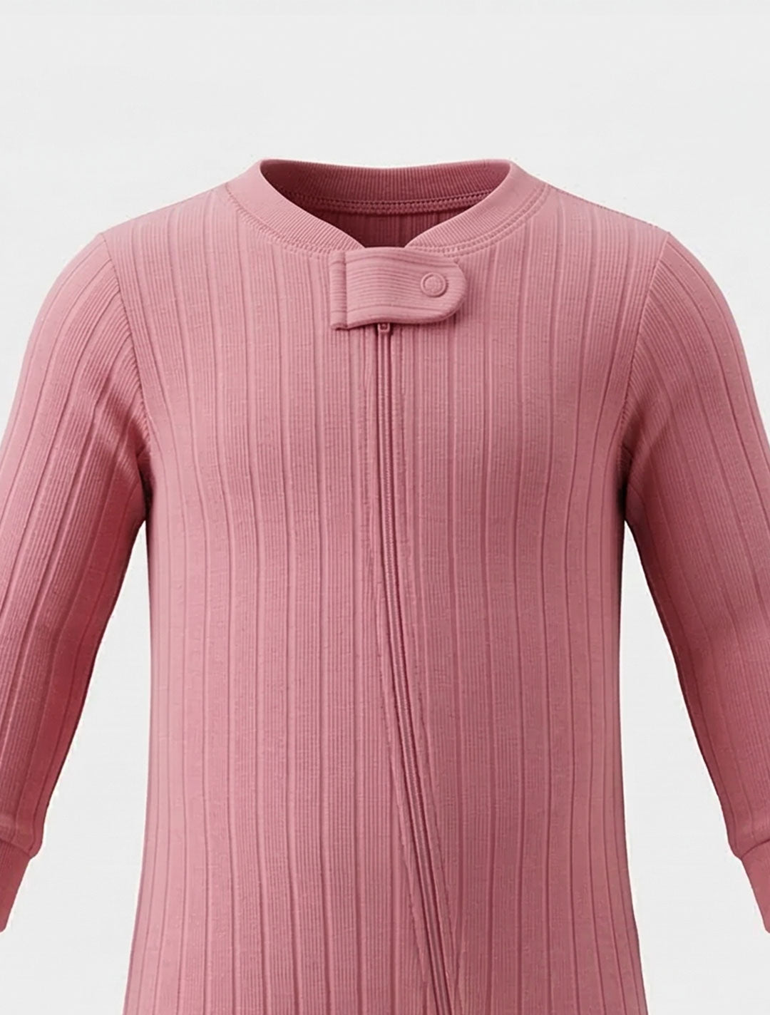 PINK RIBBED SLIM FITTED SLEEPSUIT