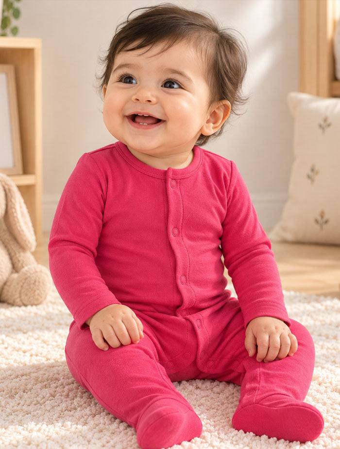 Hot pink button sleepsuit