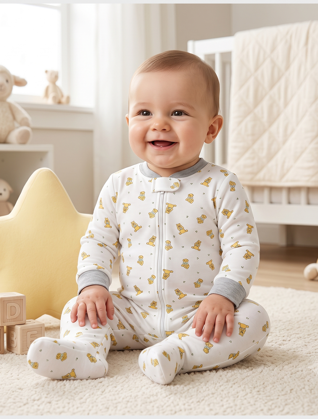 Phoo patterned zipper sleepsuit