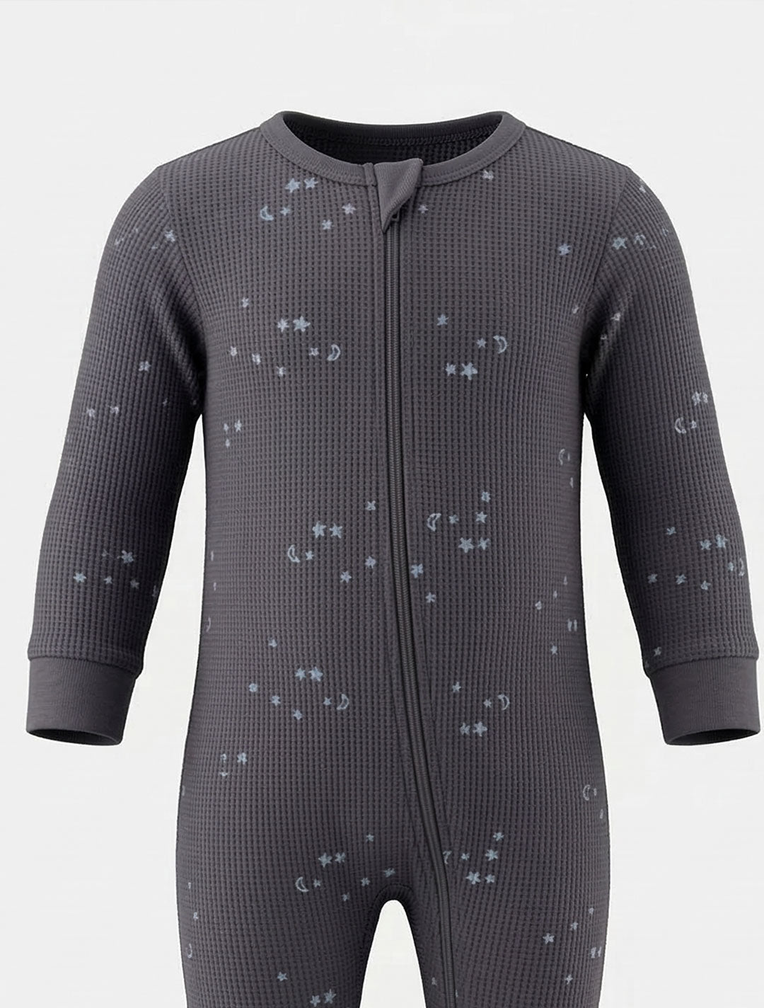 GREY KNITTED STAR ZIPPER SLEEPSUIT