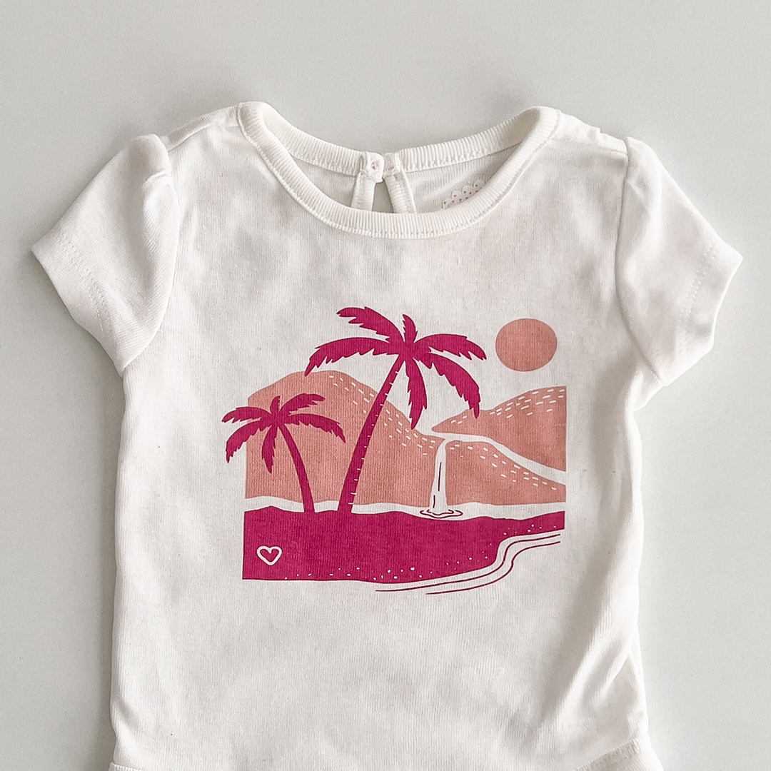PINK AND WHITE PRINTED ONESIE