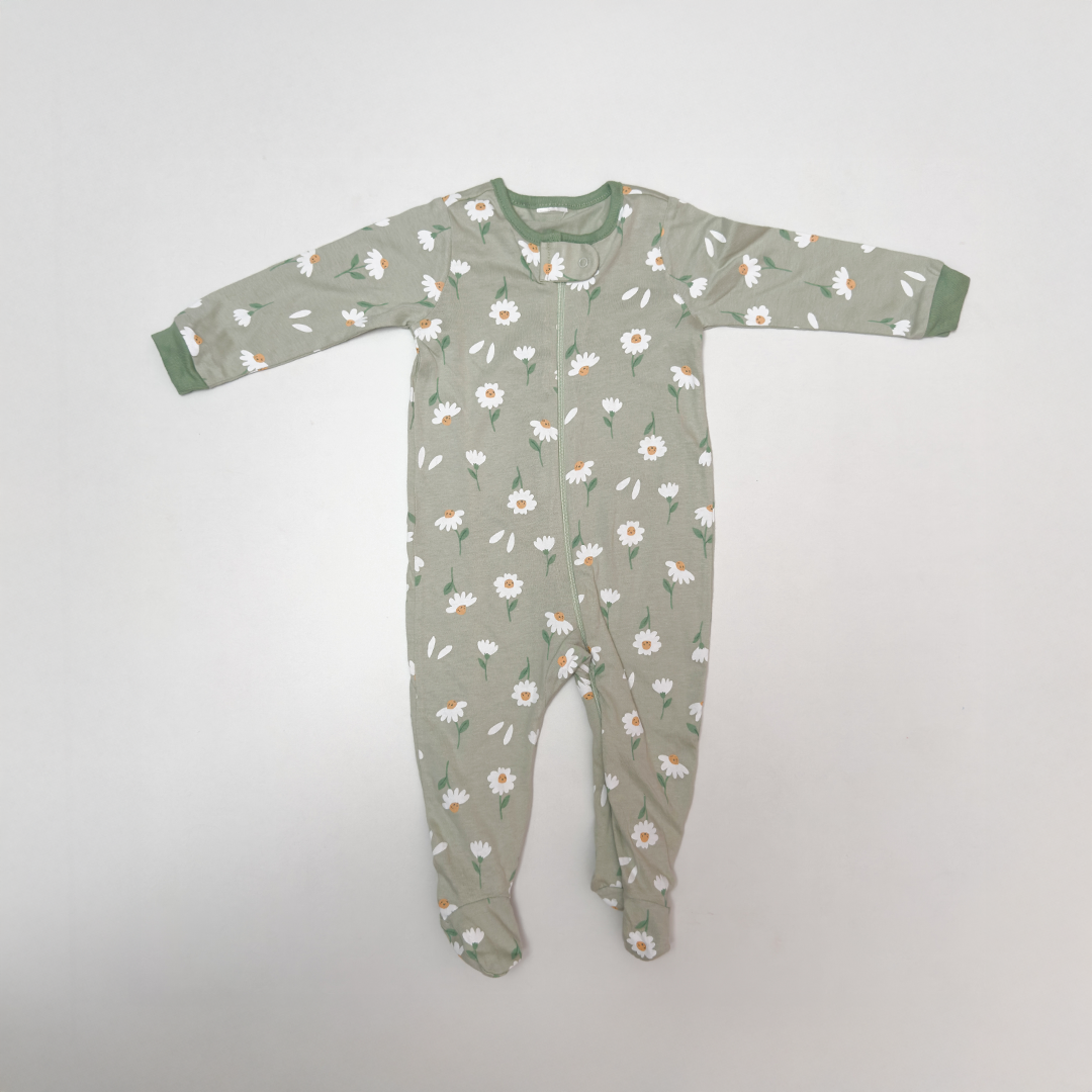 SAGE GREEN FLORAL ZIPPER SLEEPSUIT