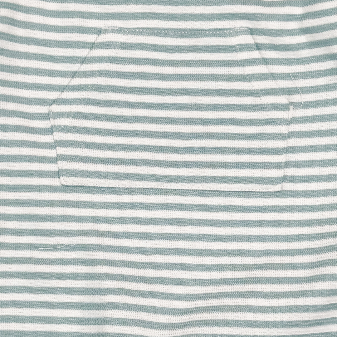 WHITE AND GREEN STRIPED DUNGAREE
