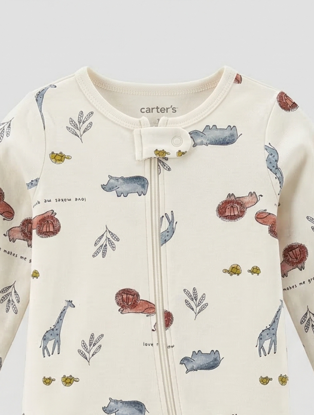 ANIMAL PRINTED ZIPPER SLEEPSUIT