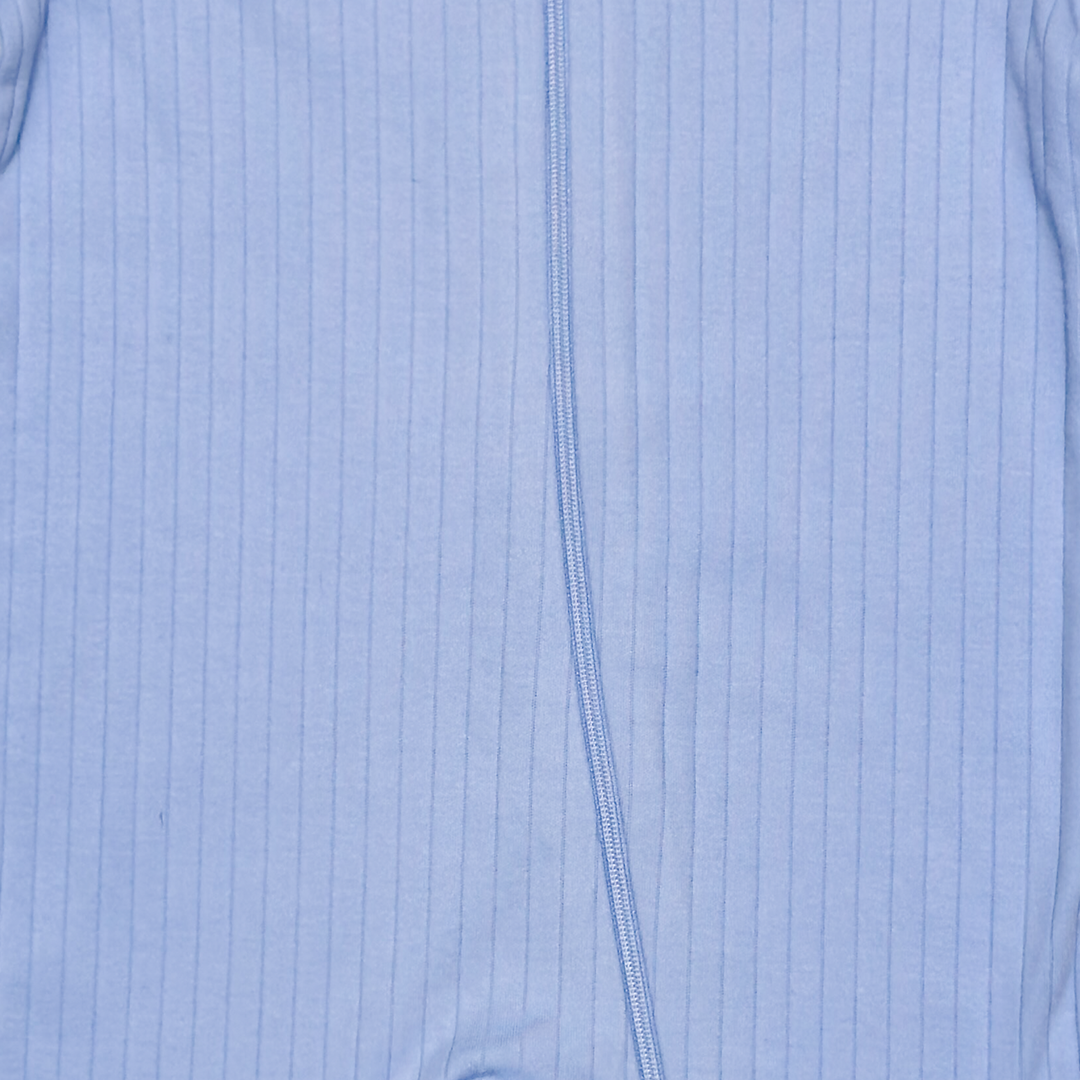 BLUE RIBBED ZIPPER SLEEPSUIT