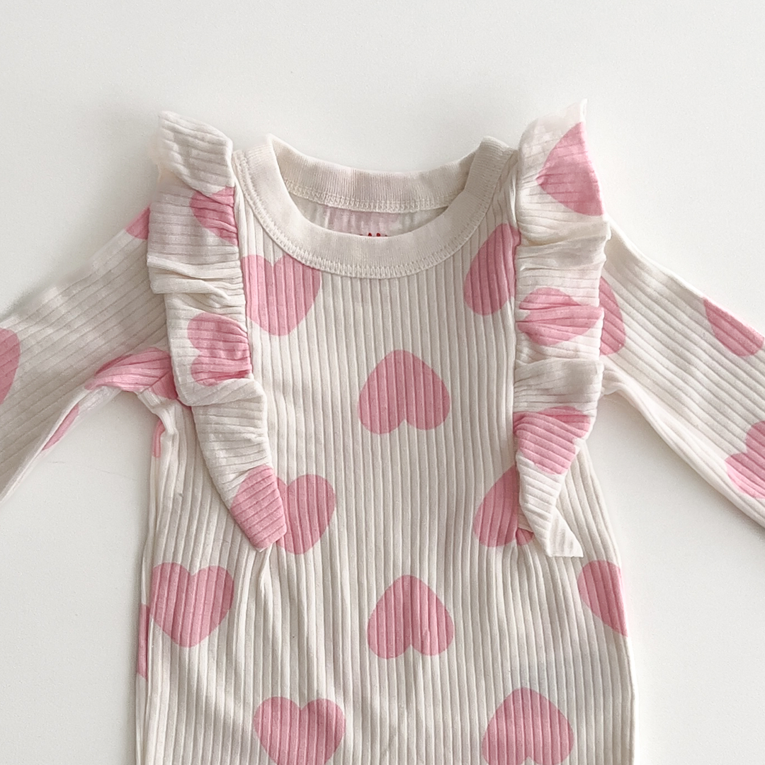 PINK LOVE RIBBED ROMPER