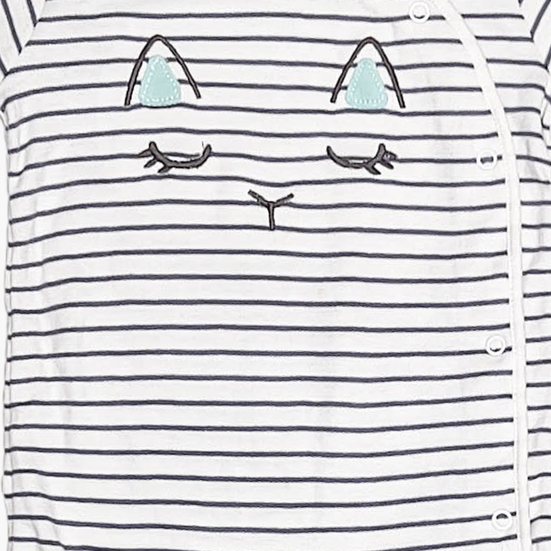 BLUE AND WHITE STRIPED ROMPER