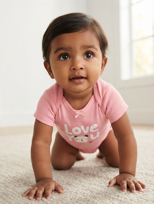Pink love you print onesie