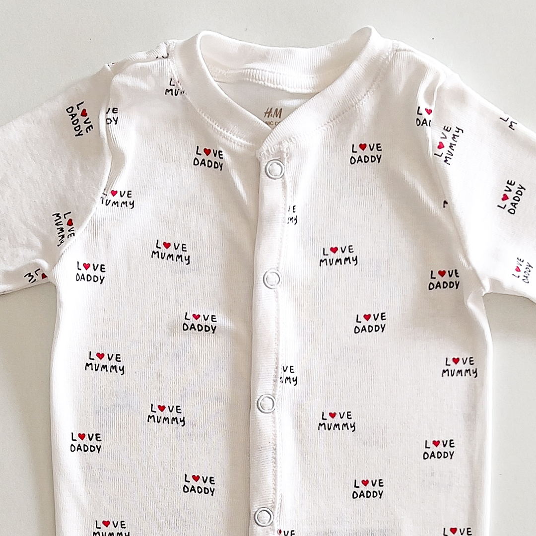 White love patterned sleepsuit