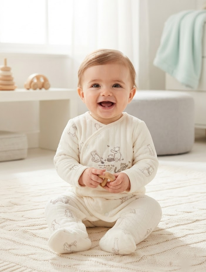 Winne the phoo quilted sleepsuit